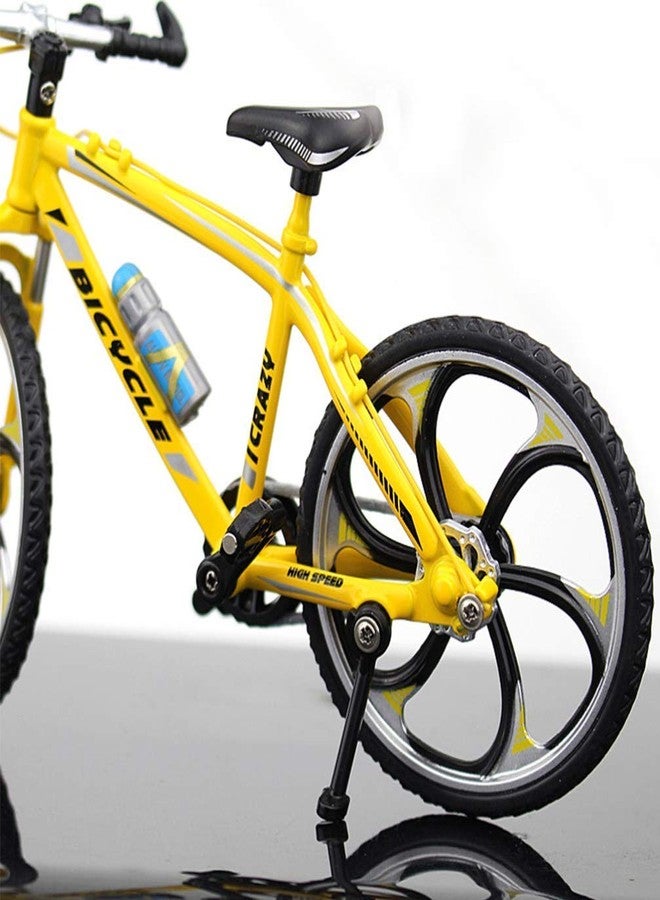 Lynkaye 1pcs Mini Bike Finger Mountain Bike Zinc Alloy Finger Mountain Bike Mini Bicycle Model Cool Boy Toy Decoration Crafts for Home，Bedroom, Living Room, Office, Study Decoration (Yellow) - Image 5